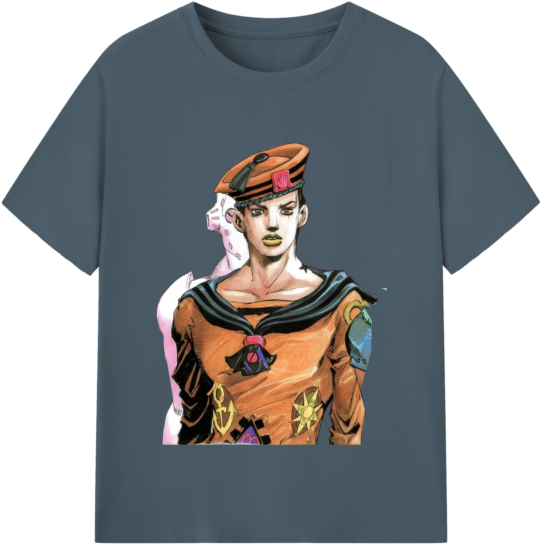 （画像用） ジョジョの奇妙な冒険 東方定助 JoJo's Bizarre Adventure Higashikata Josuke 綿100％半袖Tシャツ（フロントプリント）
